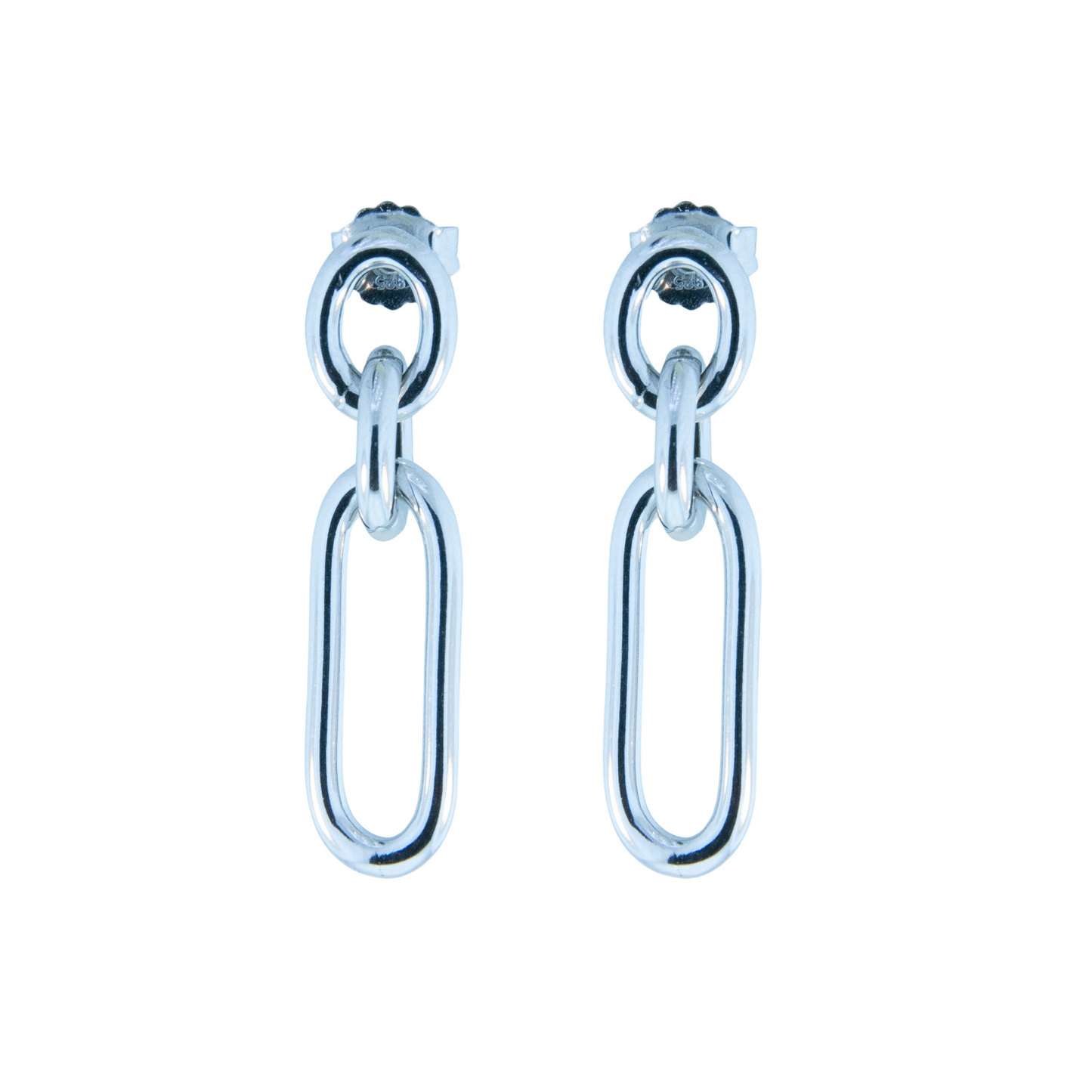 Sterling Silver Small Rectangle Link Post Earring