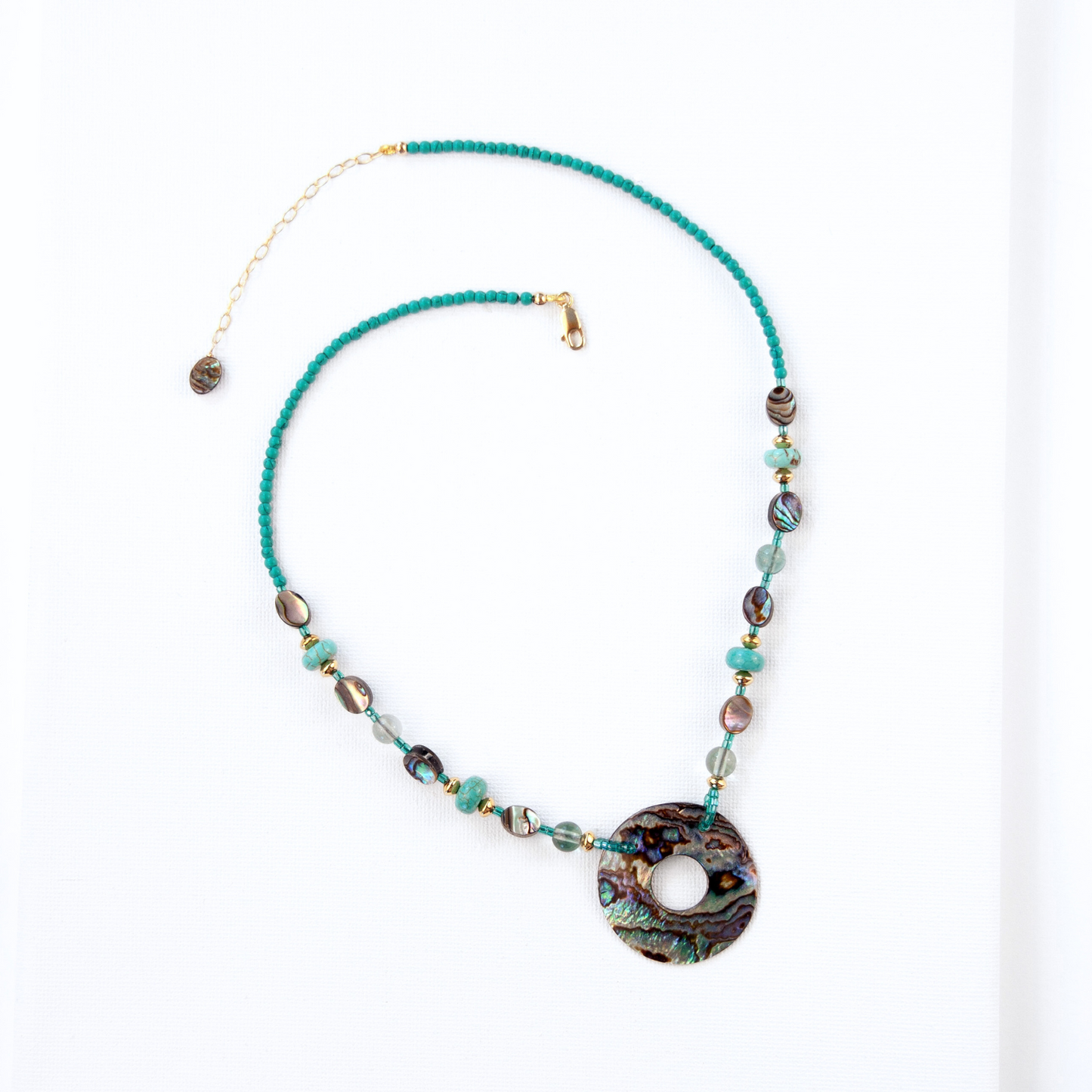 Gold Over Sterling Abalone Donut Necklace