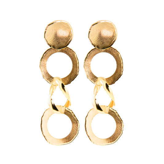 Gold Over Sterling Open Discs & Twisted Links Earring