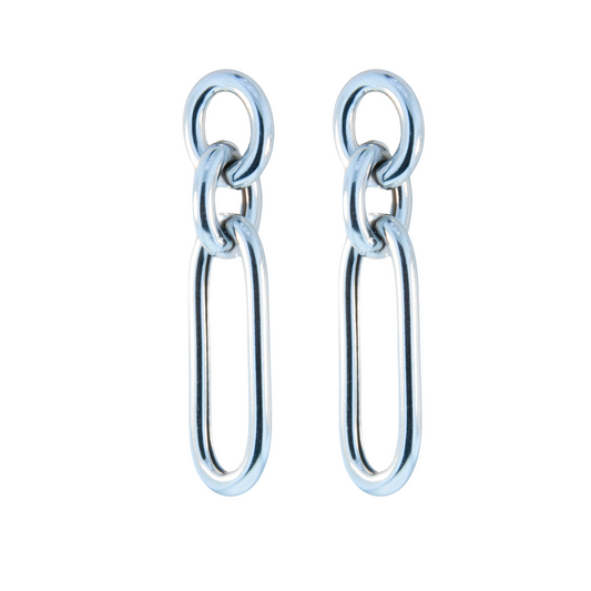 Sterling Silver Medium Rectangle Link Post Earring