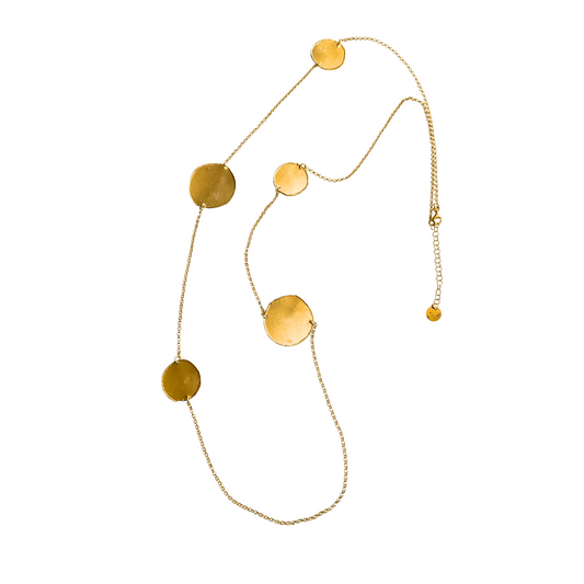 Gold Over Sterling Round Satin Disc Necklace