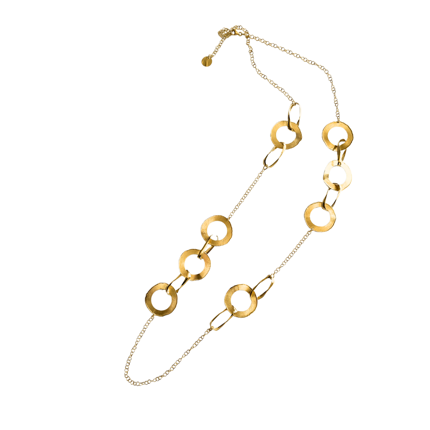 Gold Over Sterling Open Round Discs & Twisted Links Necklace