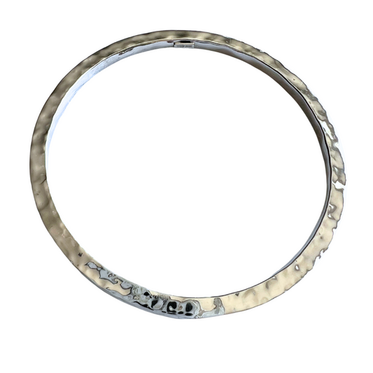 Sterling Silver Hammered Square Edged Bangle