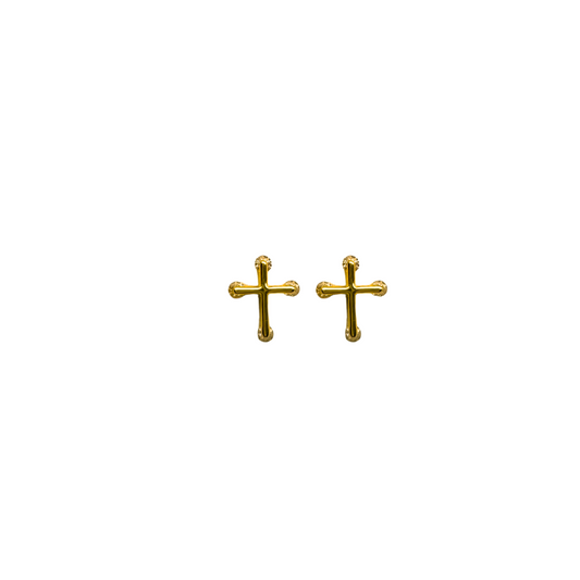 Gold Over Sterling Tiny Frosted Cross Earring