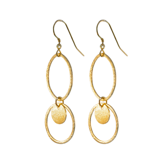 Gold Over Sterling Double Brushed Ring Earring