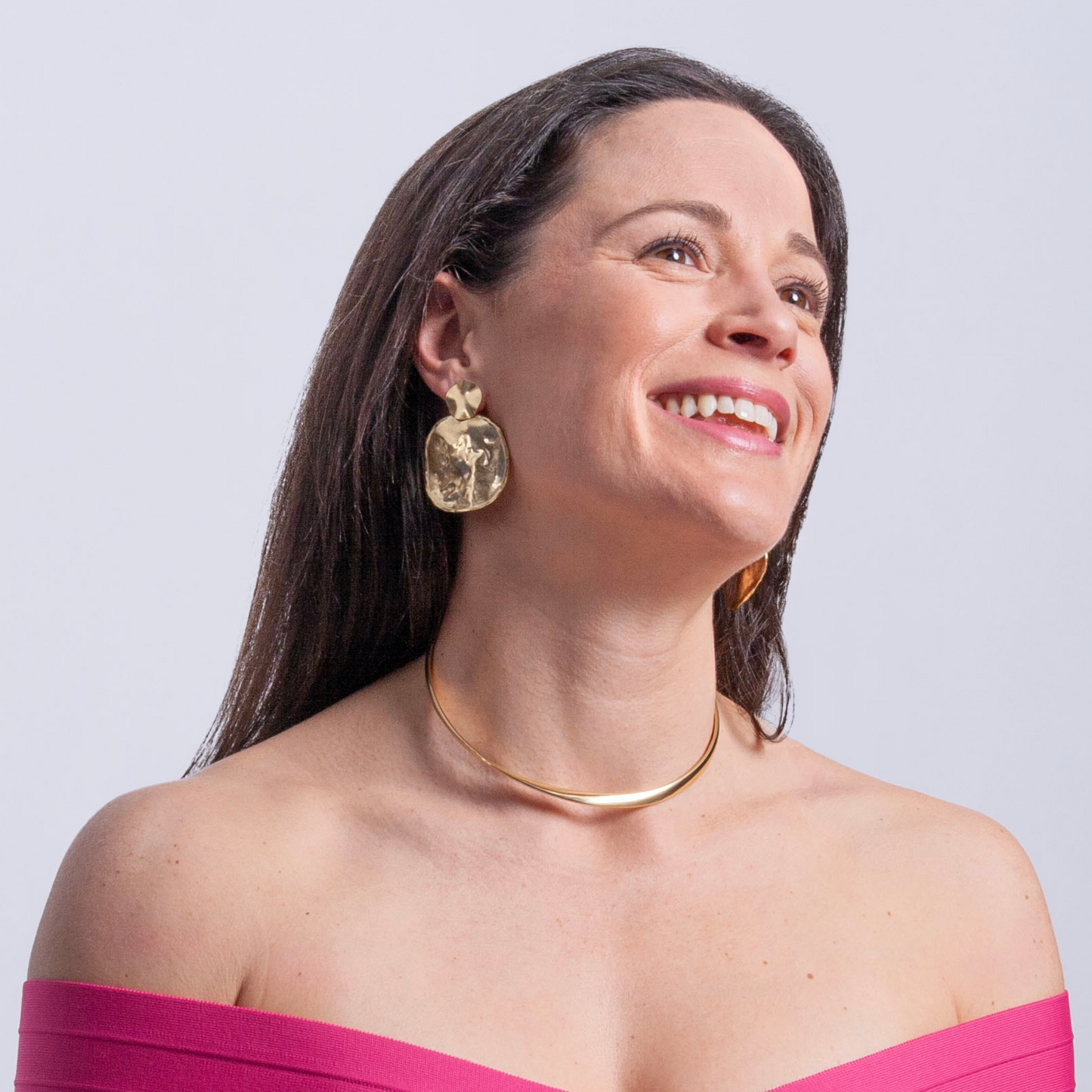 Gold Over Sterling Huge Hammered Disc Post