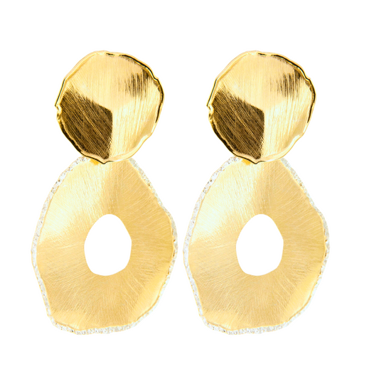 Gold Over Sterling Huge Frosted Dbl Open Circle Earring