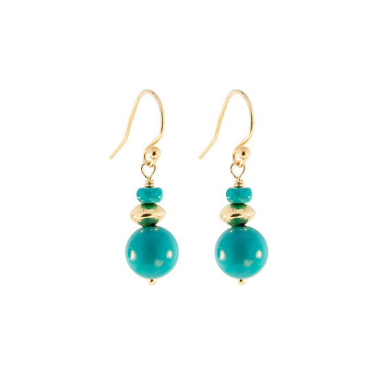 Gold Over Sterling Turquoise Saucer Earwire