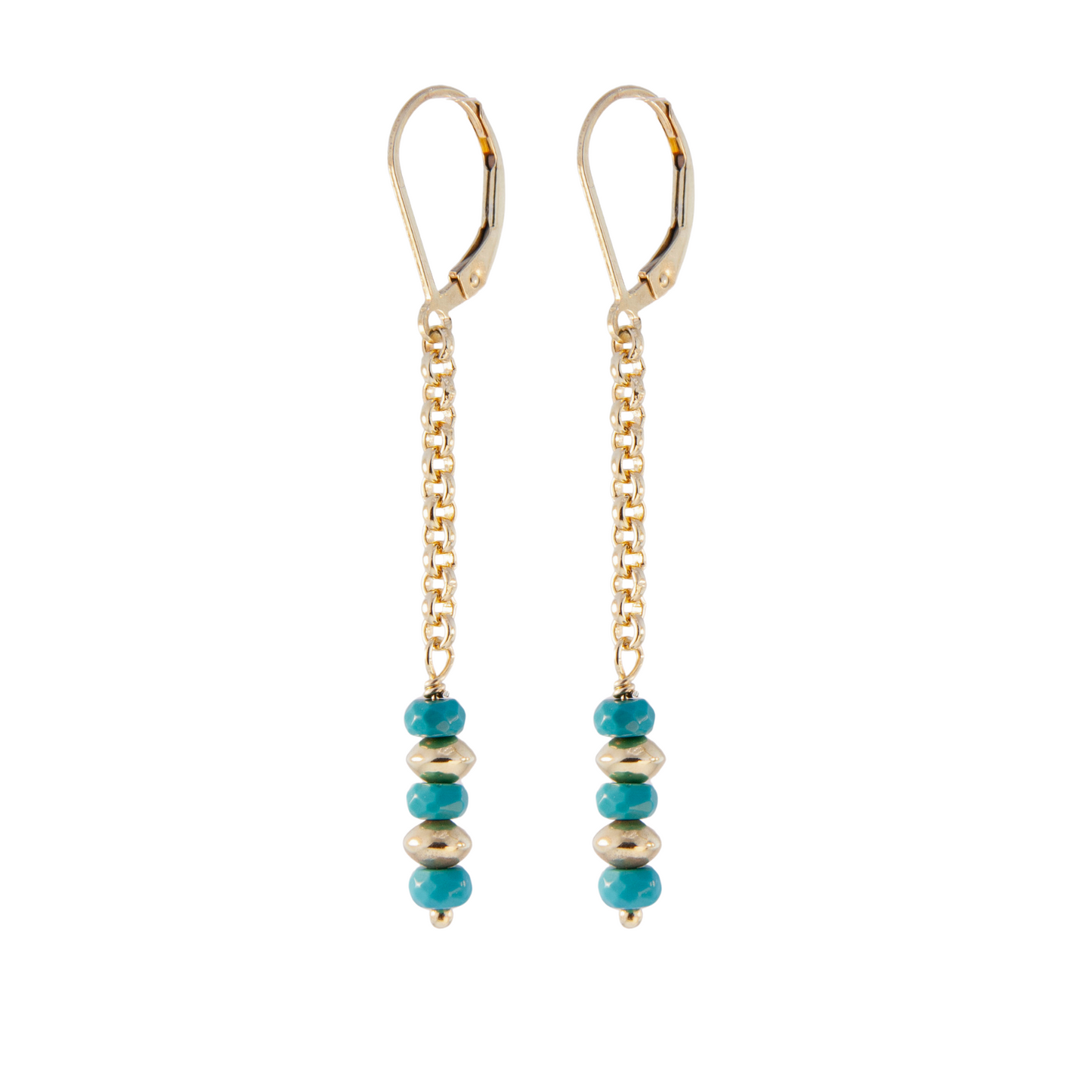 Gold Over Sterling Turquoise Stack on Chain Leverback