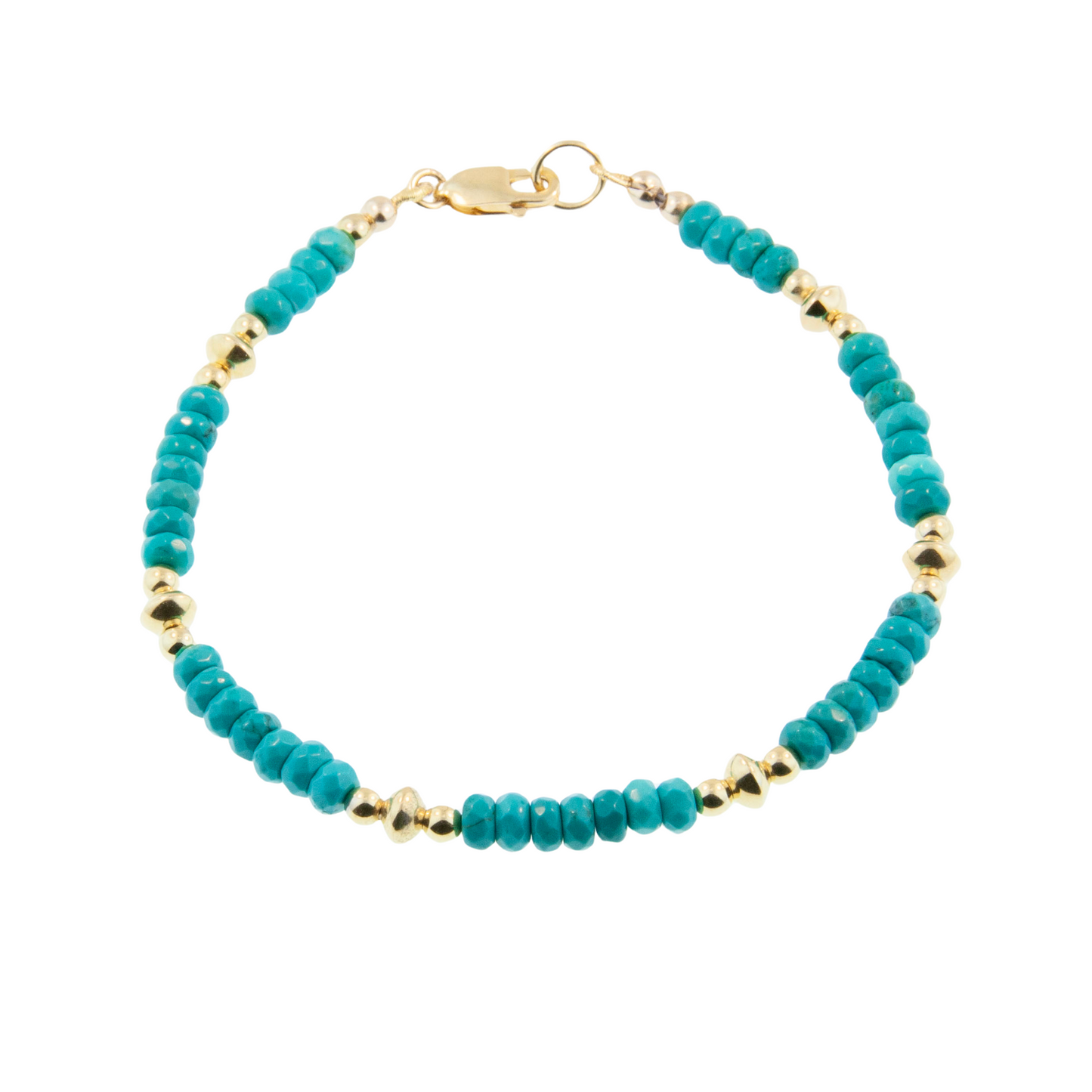 Gold Over Sterling Turquoise Rondelle Bracelet