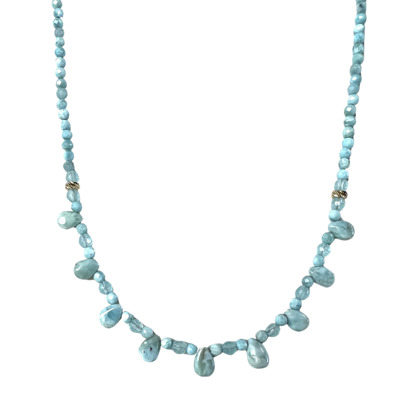 14K Gold Larimar & Chelside Teardrop Necklace