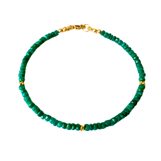 14K Gold Emerald 4mm Rondelle Bracelet