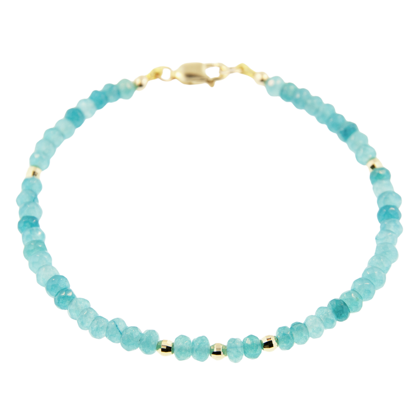 14K Gold Amazonite Mirror Bead Bracelet