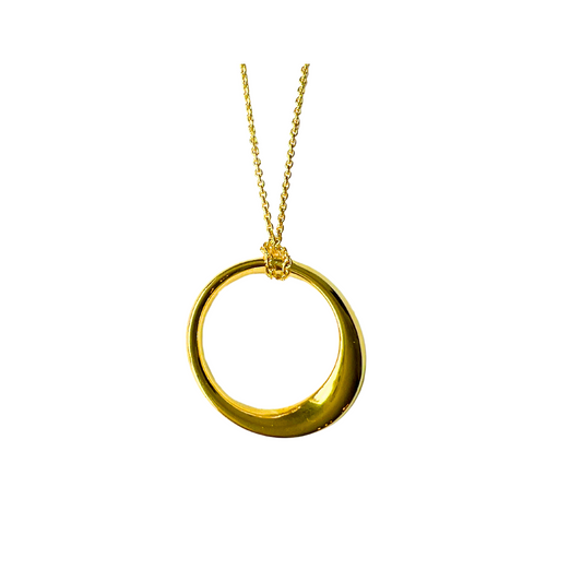 Gold Over Sterling Large Circle Pendant on Chain