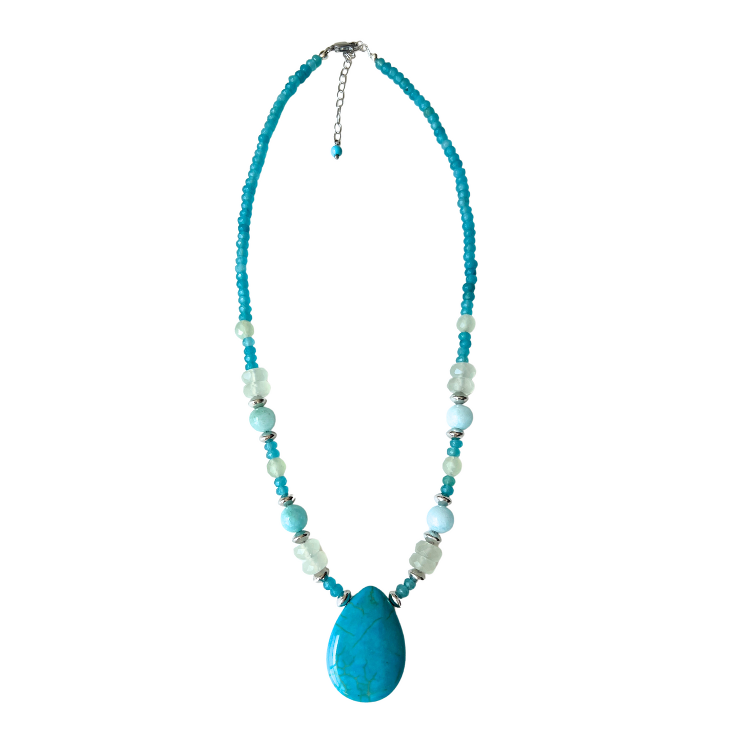 Sterling Silver Waterfall Lrg TQ Trdp Necklace