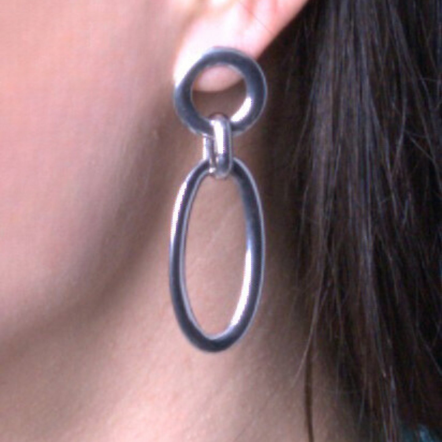 Sterling Silver Huge Open Oval Drop Earring