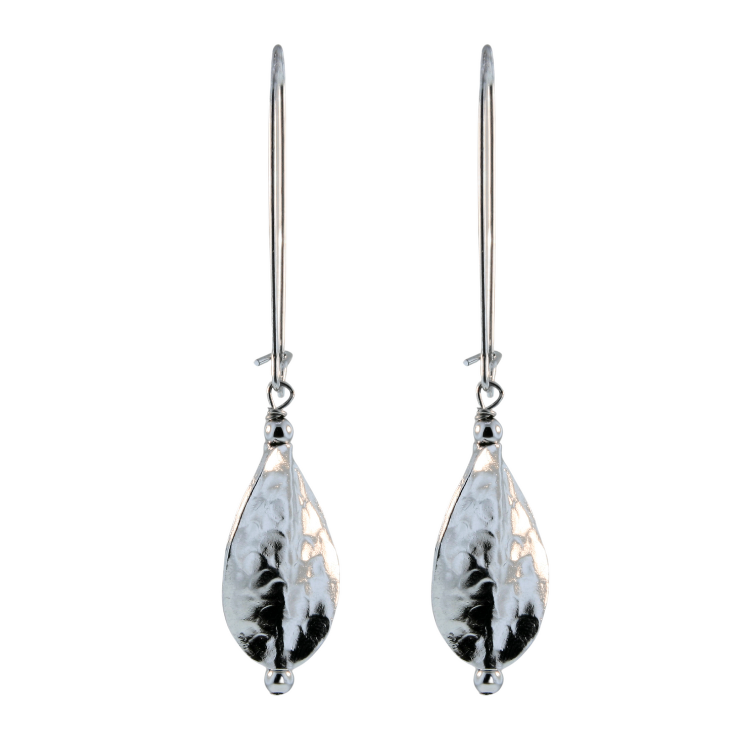 Sterling Silver Hammered Leaf Drop Earring