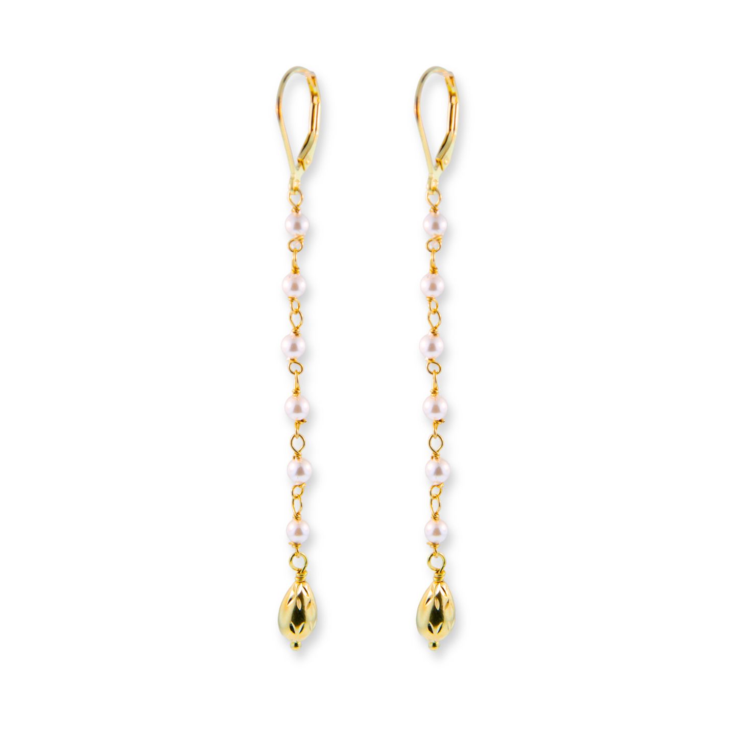 Gold Over Sterling White Wrapped Pearl Shoulder Duster