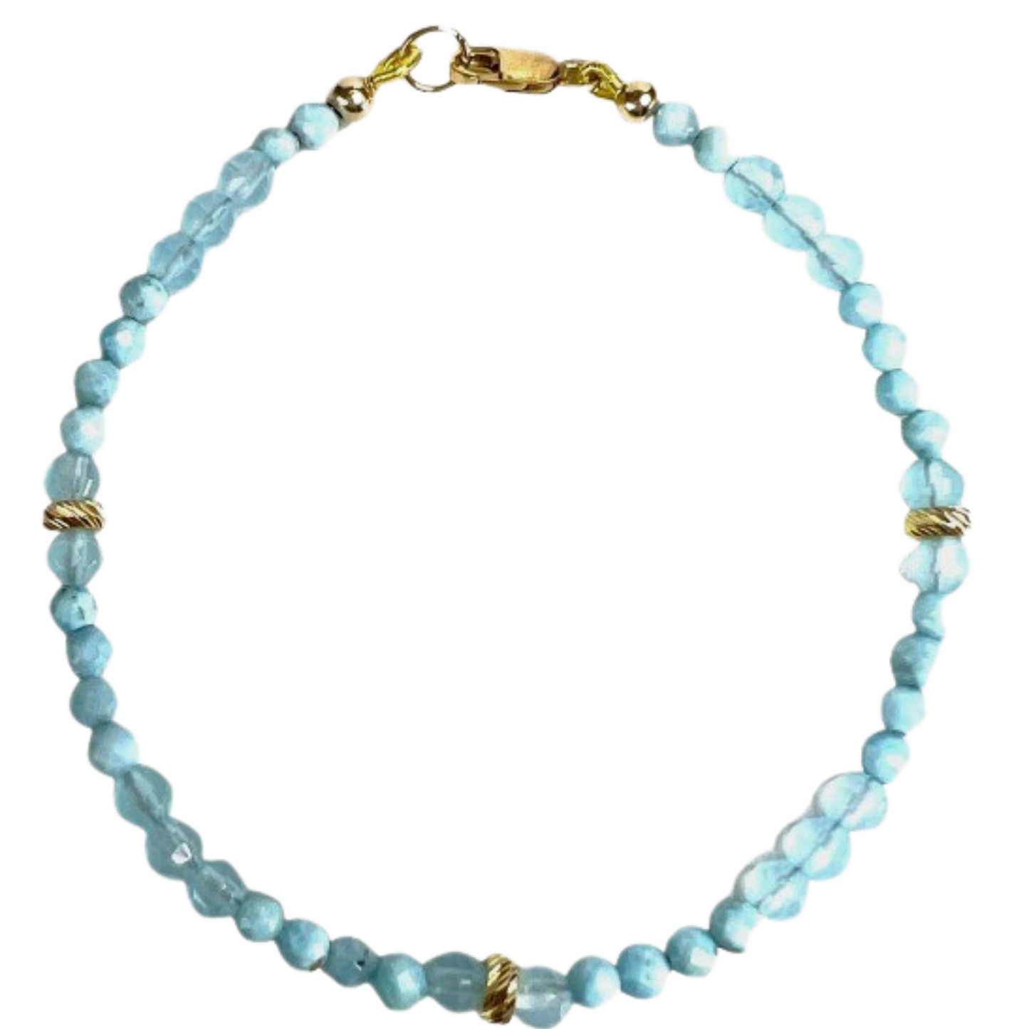 14K Gold Larimar & Chelside Bracelet