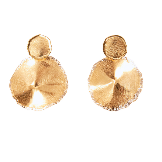 Gold Over Sterling Double Frosted Disc Earring