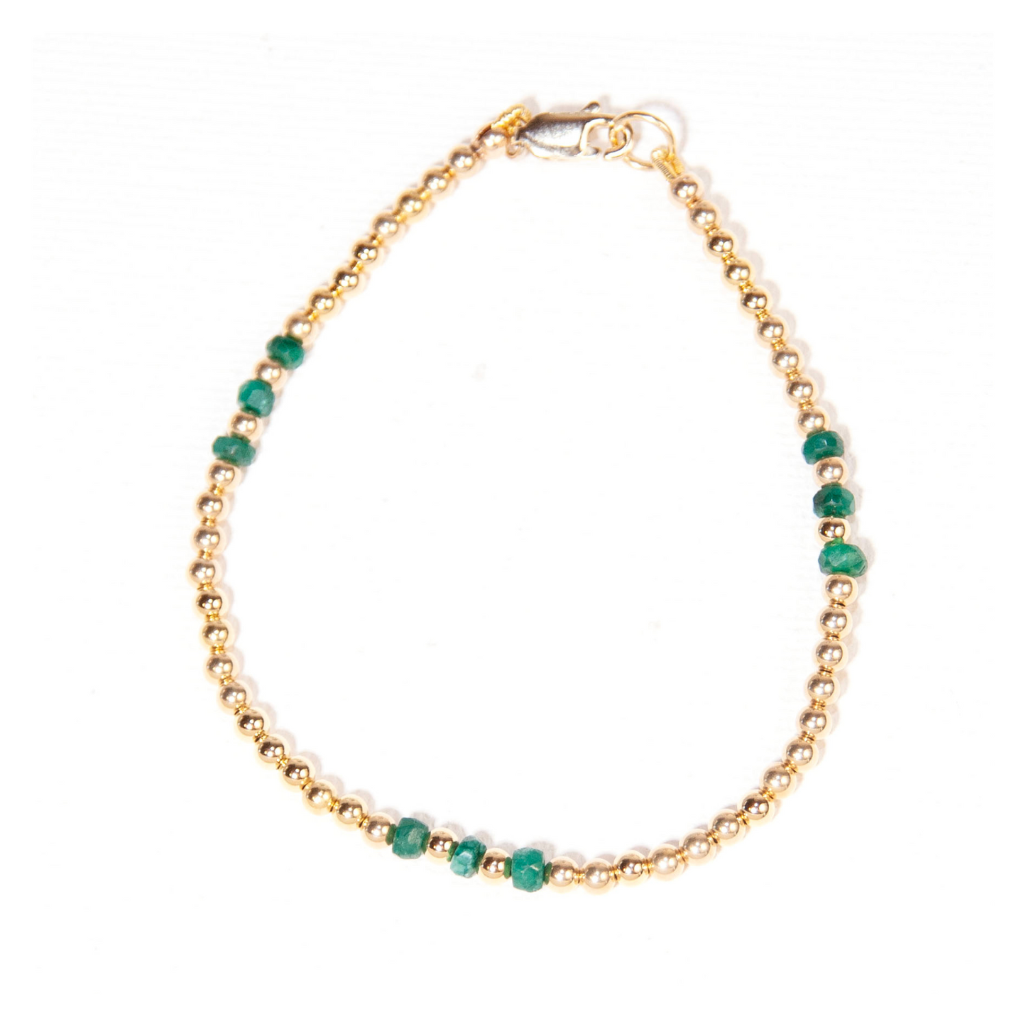 Gold Over Sterling Emerald 3mm Ball Bracelet