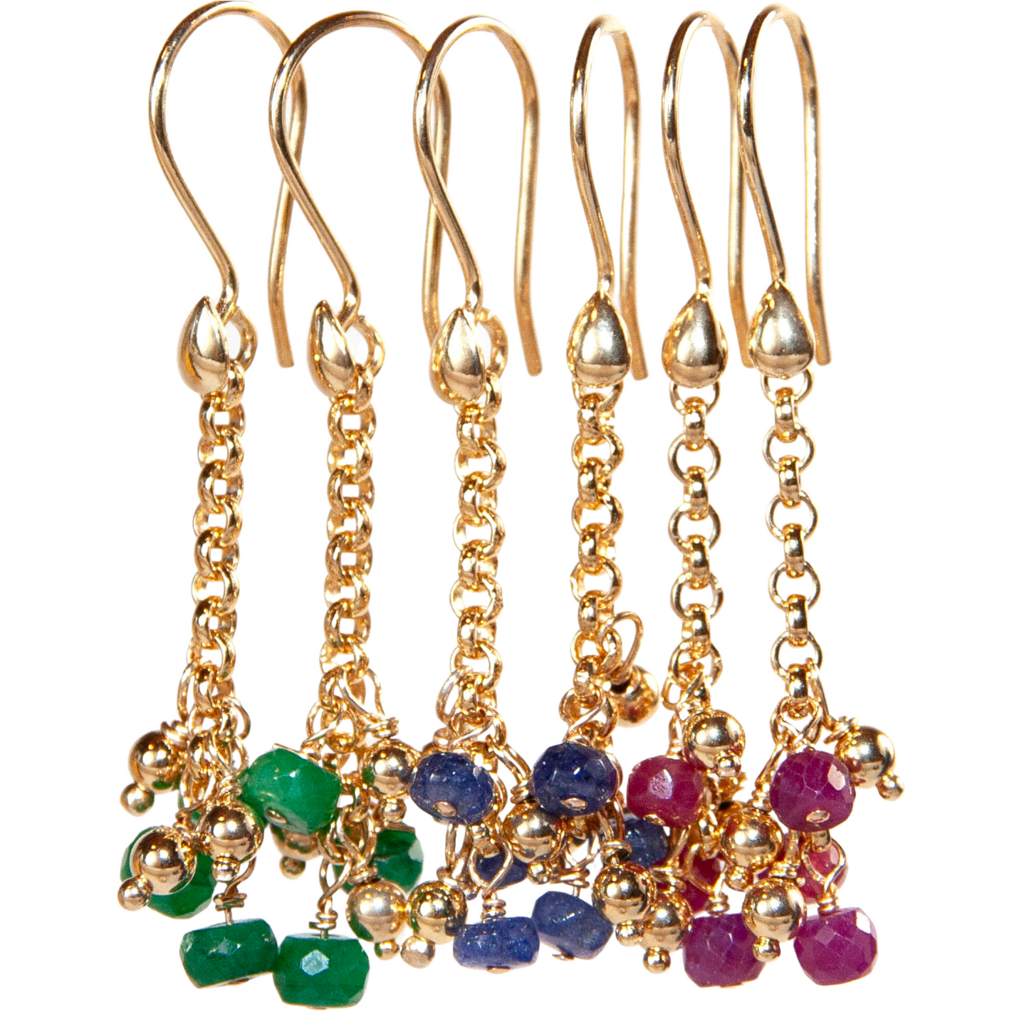 Gold Over Sterling Emerald Cluster Earring