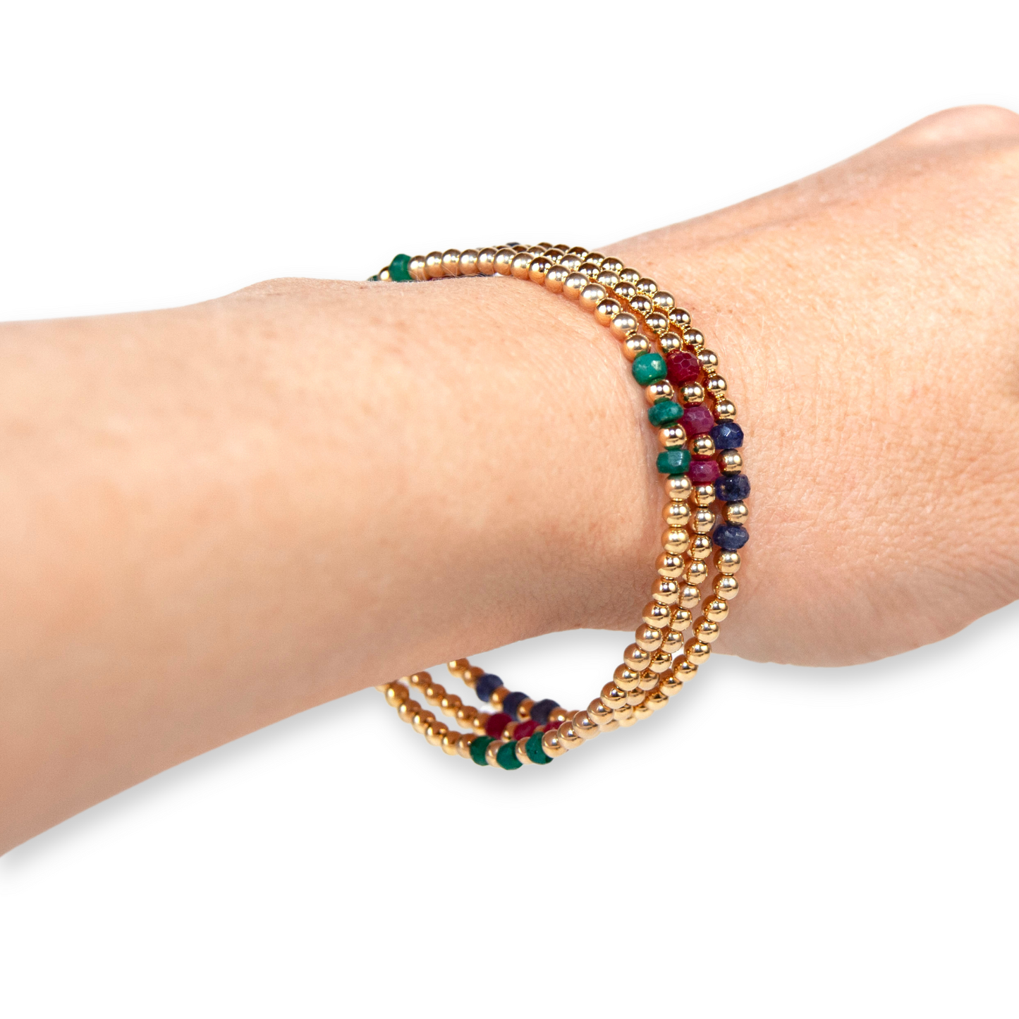 Gold Over Sterling Ruby 3mm Ball Bracelet