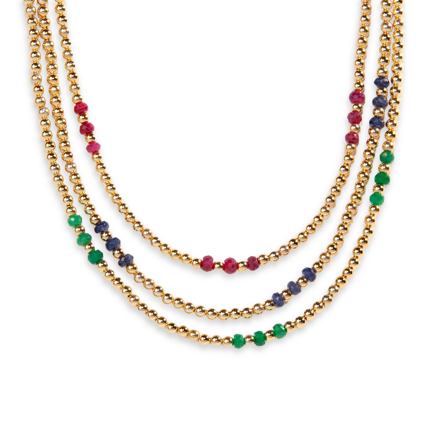 Gold Over Sterling Ruby 3mm Ball Necklace