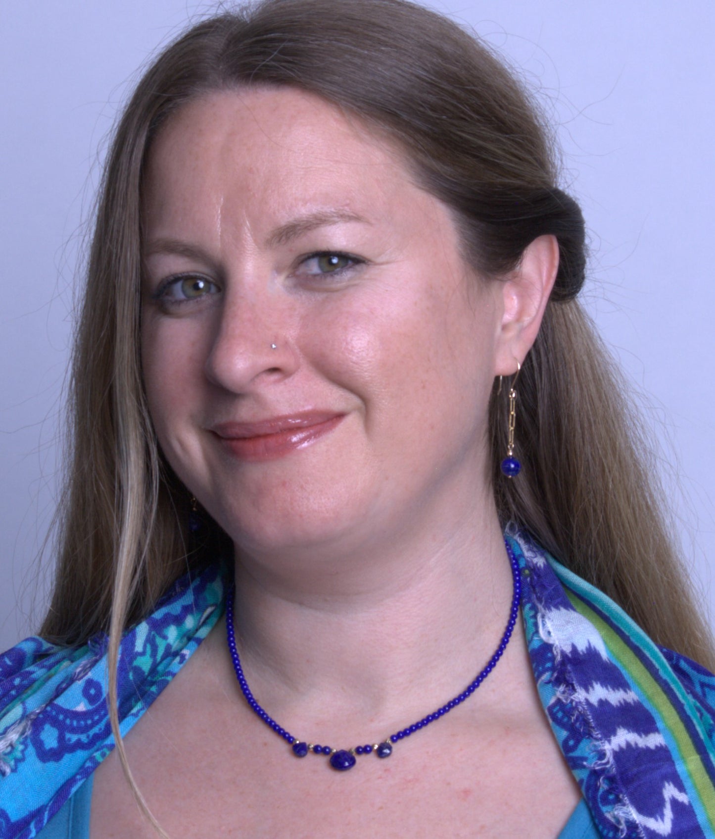 14K Gold Lapis 3 Heart Drop Beaded Necklace