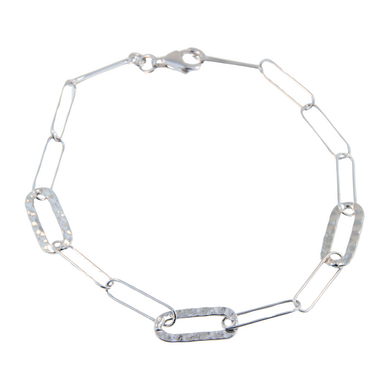Sterling Silver Hammered Link Bracelet
