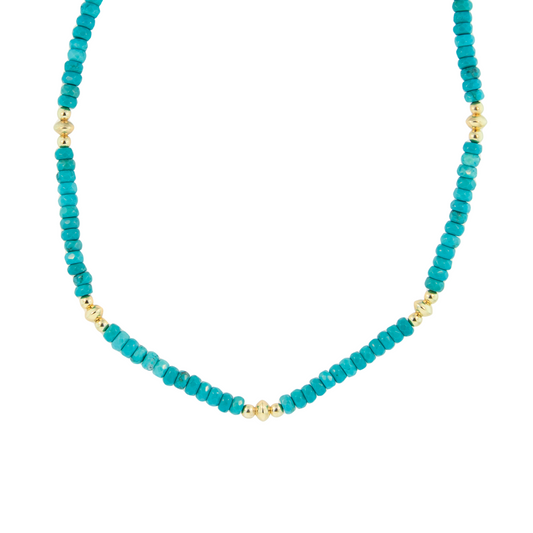 Gold Over Sterling Turquoise Rondelle Necklace