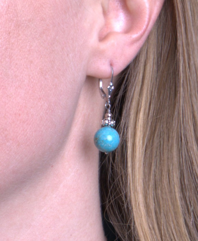 Sterling Silver Robin's Egg Turquoise Leverback