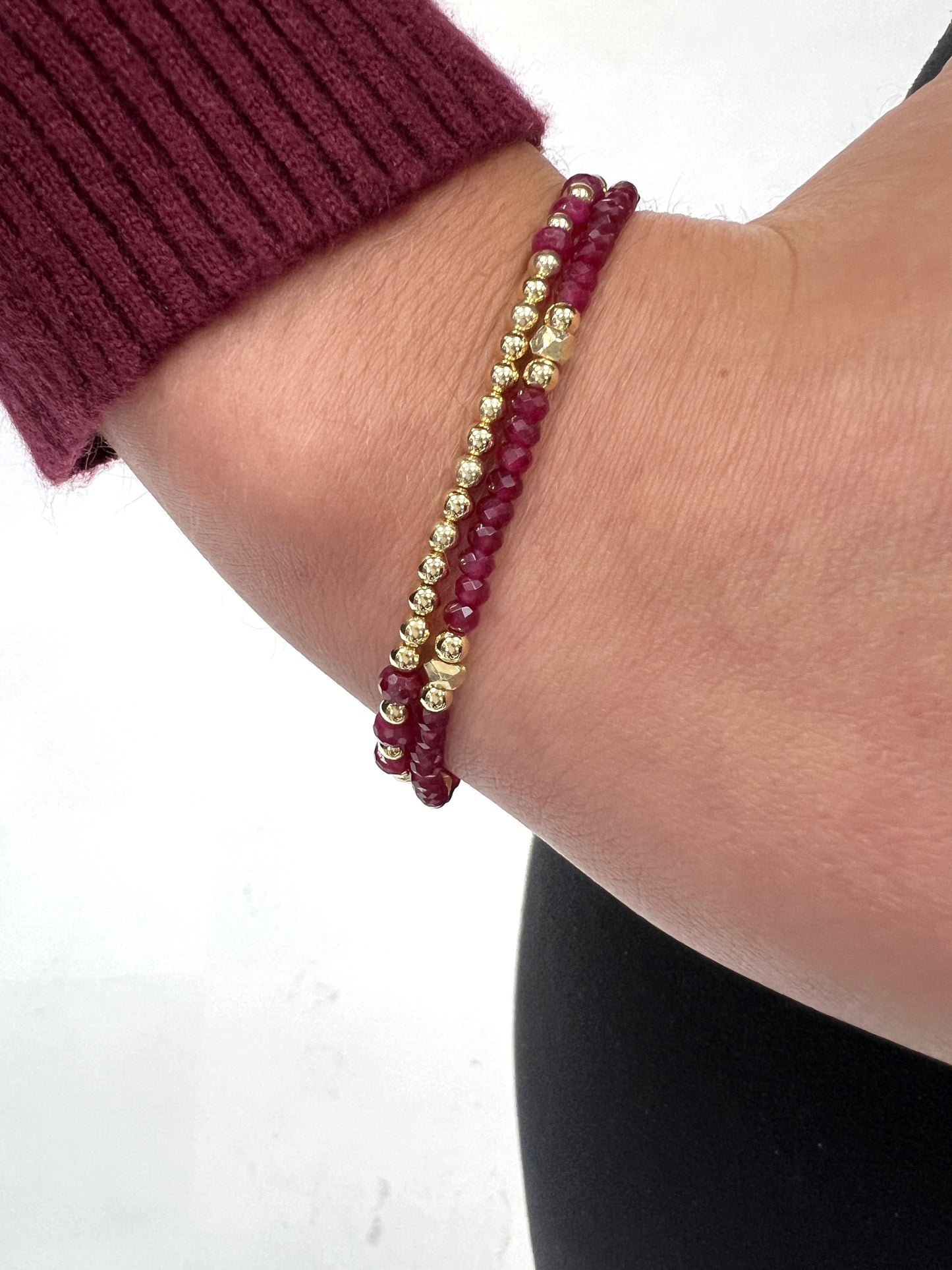 Gold Over Sterling Rubelite Nugget Bracelet