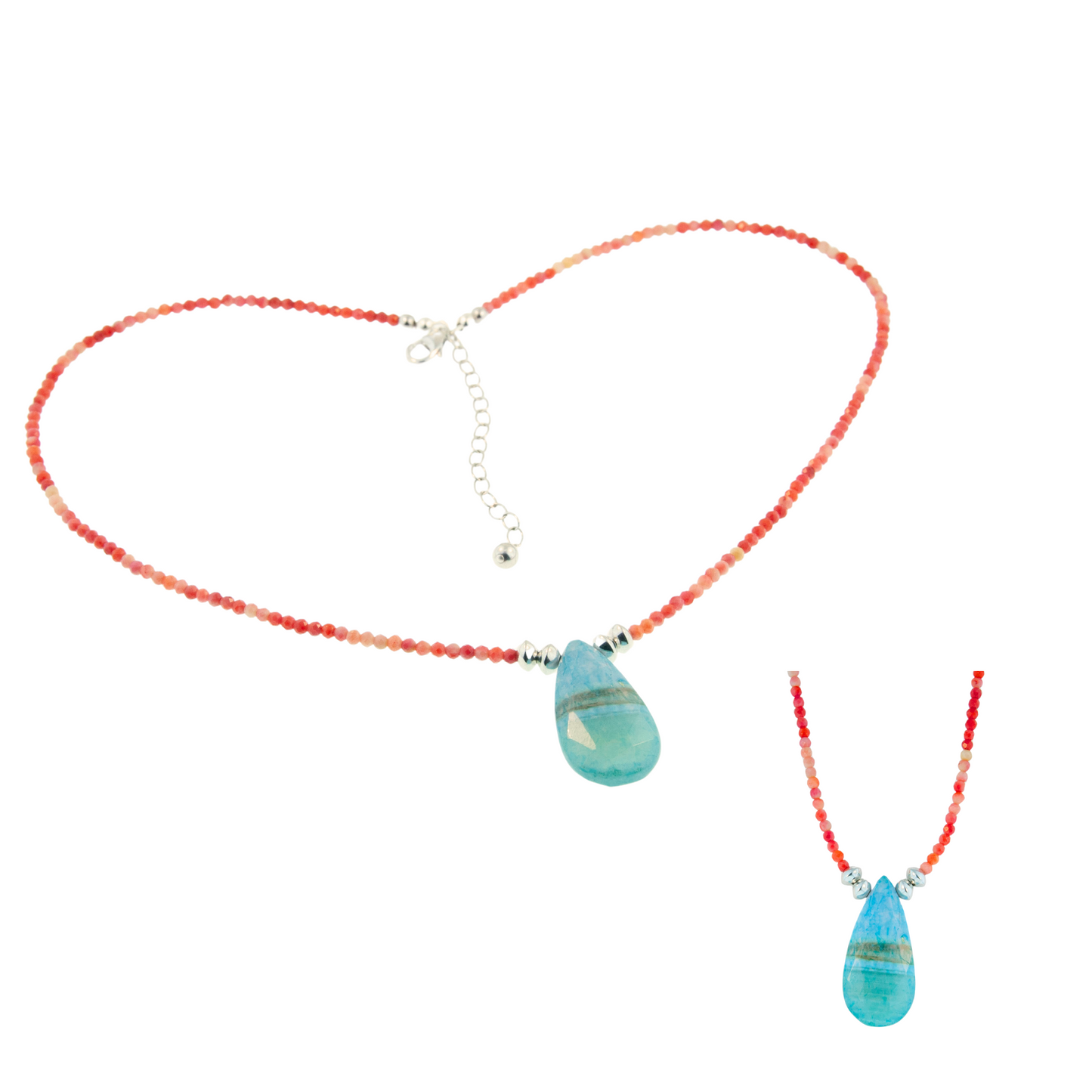 Sterling Silver Coral Desert Sunrise Necklace