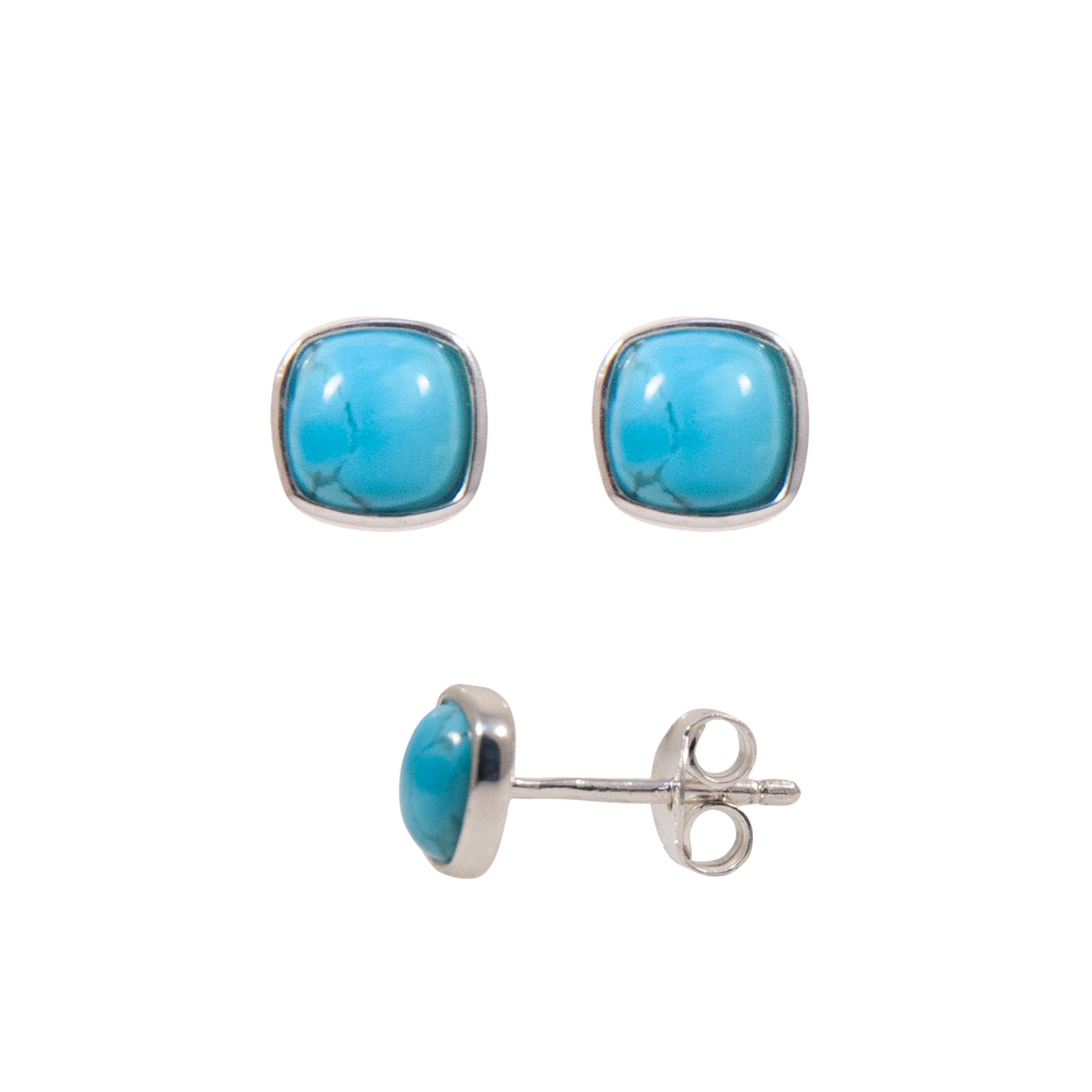 Sterling Silver Turquoise Small Square Post