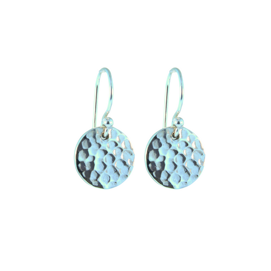 Sterling Silver Hammered Disc Earring