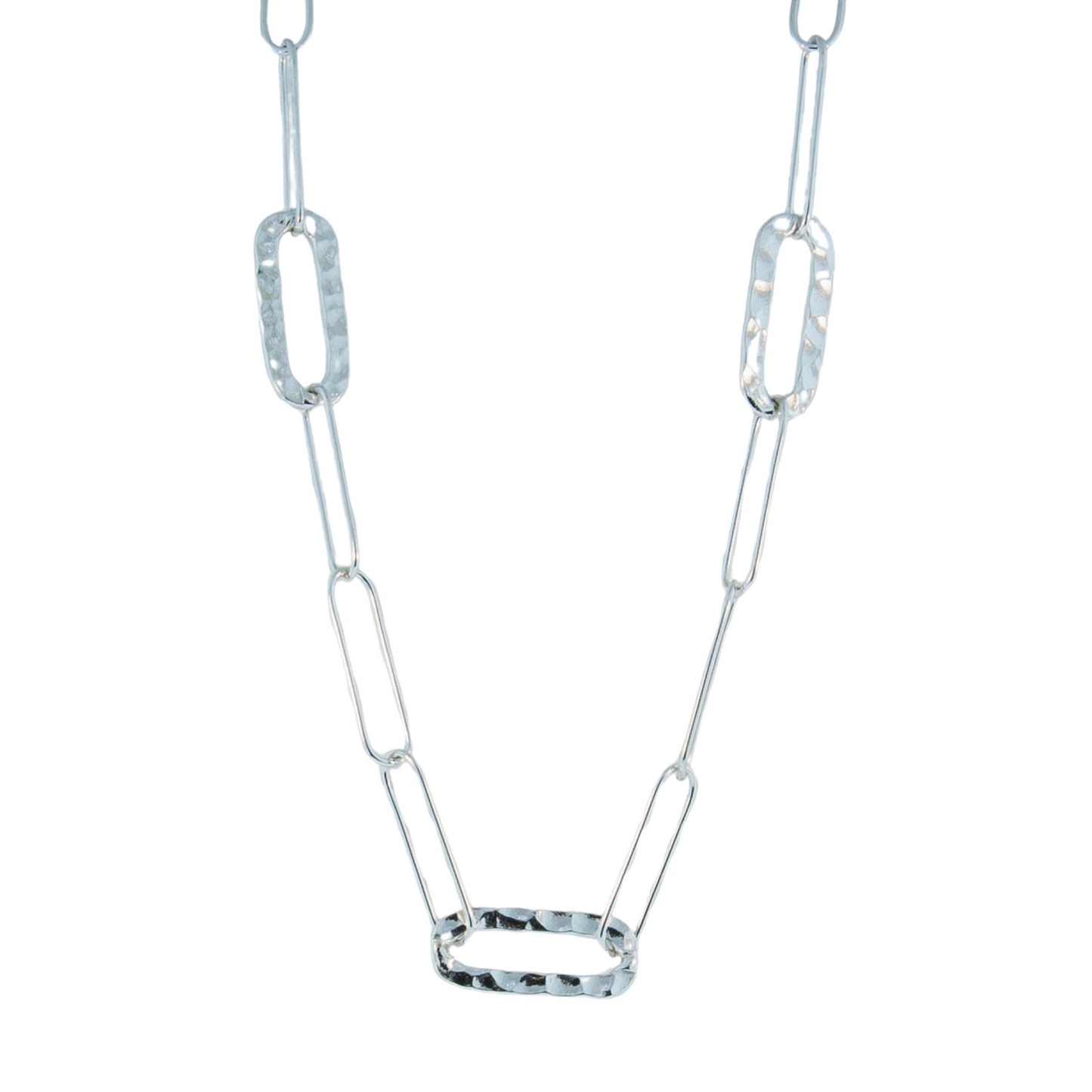 Sterling Silver Hammered Link Necklace