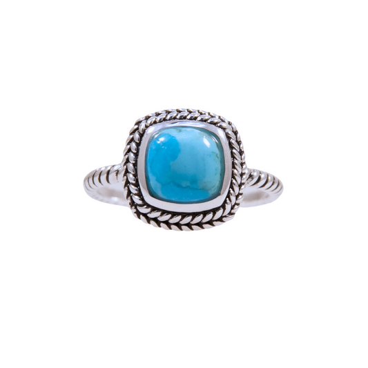 Sterling Silver Turquoise Braided Square Ring