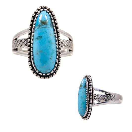 Sterling Silver Turquoise Long Oval Ring