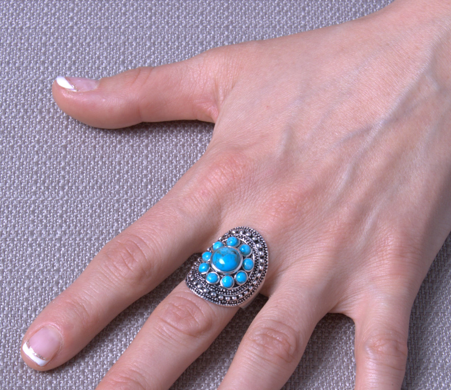 Sterling Silver Turquoise Multistone Ring