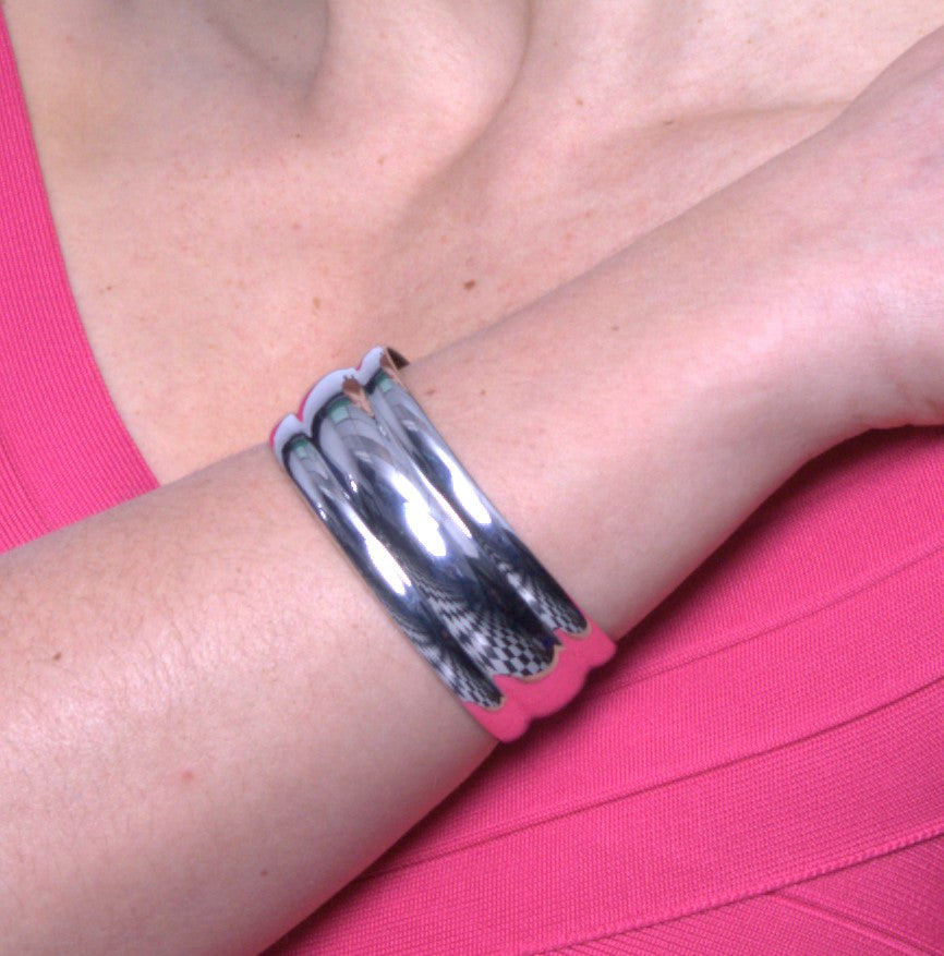 Sterling Silver Wide Tiered Cuff Bracelet
