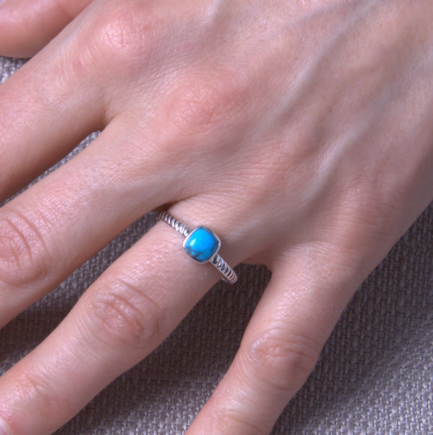 Sterling Silver Turquoise Small Square Ring