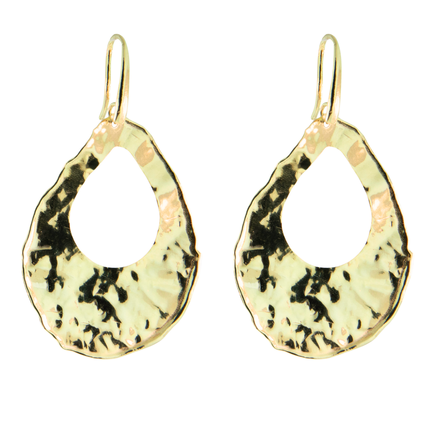 Gold Over Sterling Huge Hammered Teardrop Earring