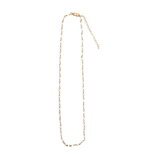 Gold Over Sterling White Pearl Wrapped Necklace