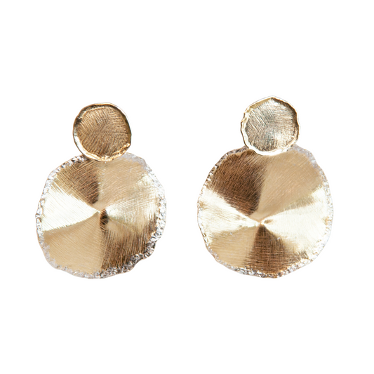 Gold Over Sterling Double Frosted Disc Earring