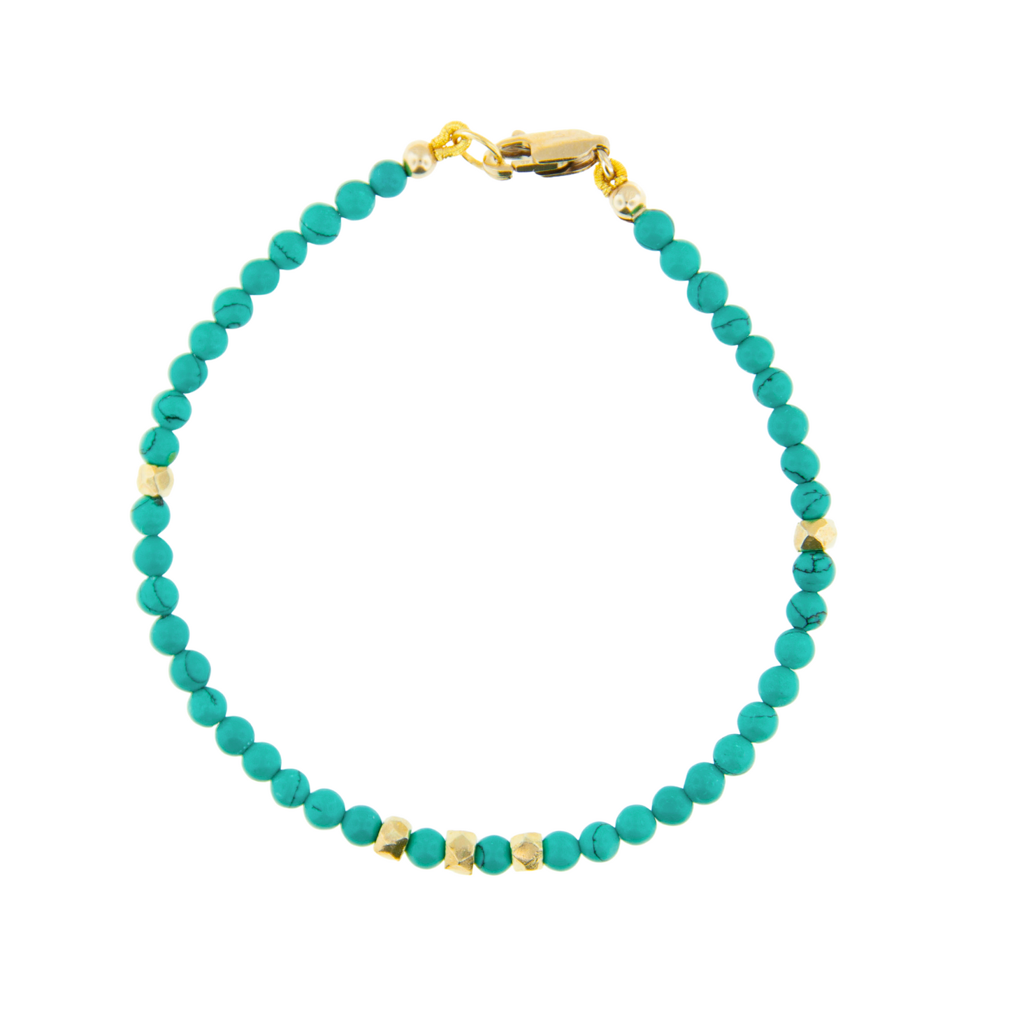 Gold Over Sterling Turquoise 3mm Nugget Bracelet