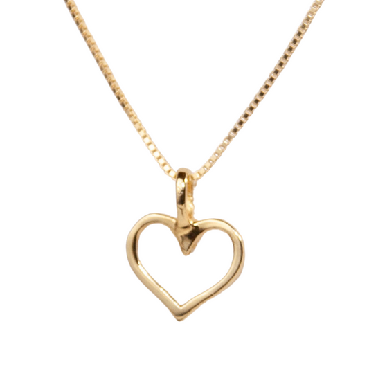 Gold Over Sterling Open Heart Pendant on Chain