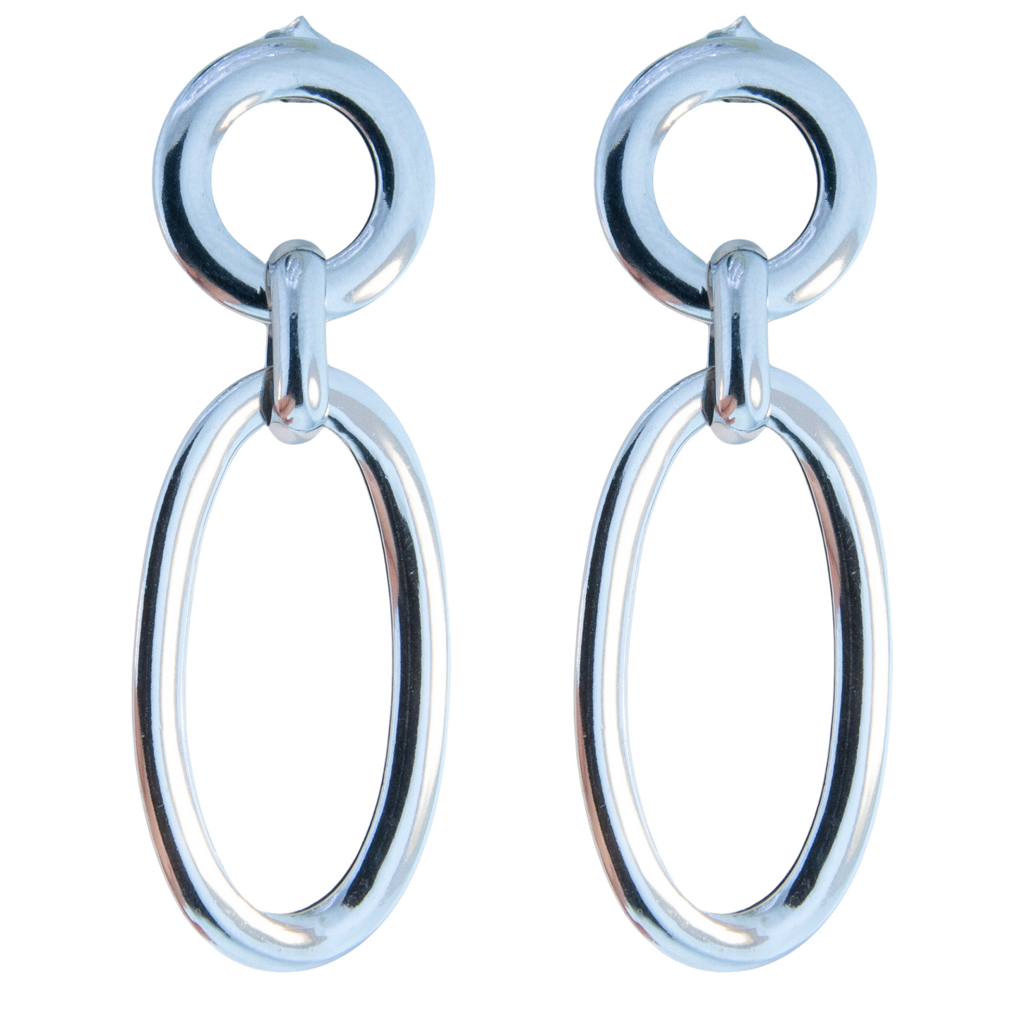 Sterling Silver Huge Open Oval Drop Earring