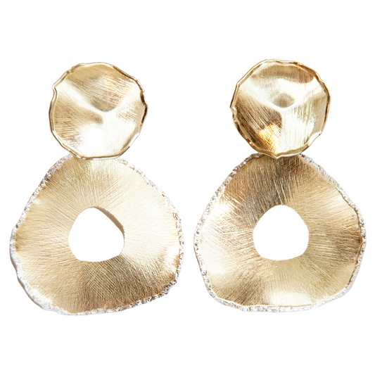 Gold Over Sterling Huge Frosted Dbl Open Circle Earring