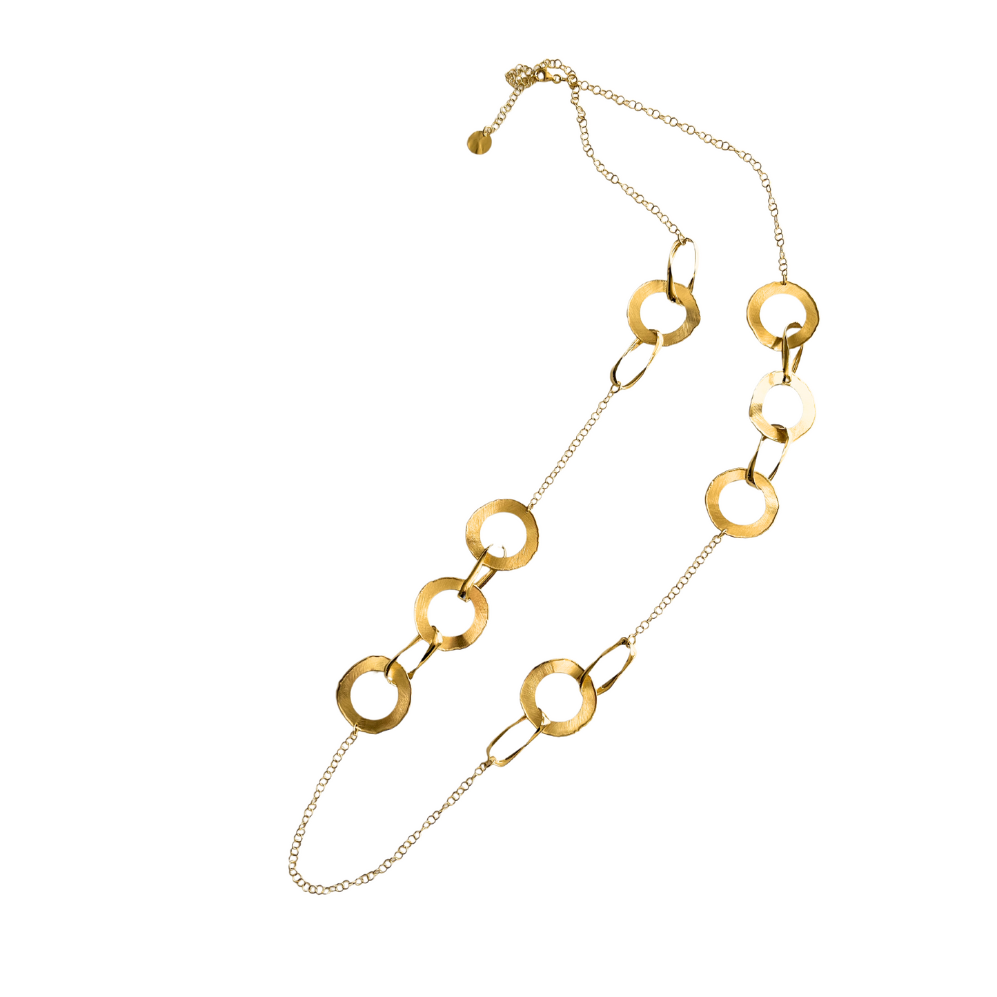 Gold Over Sterling Open Discs & Twisted Links Necklace